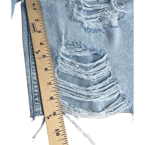 We The Free Womens Caroline Destroyed Denim Cutoff Bermuda Shorts Light Wash 24 - Picture 6 of 14